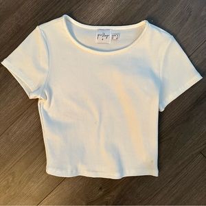 Princess Polly White Ribbed Crop Top